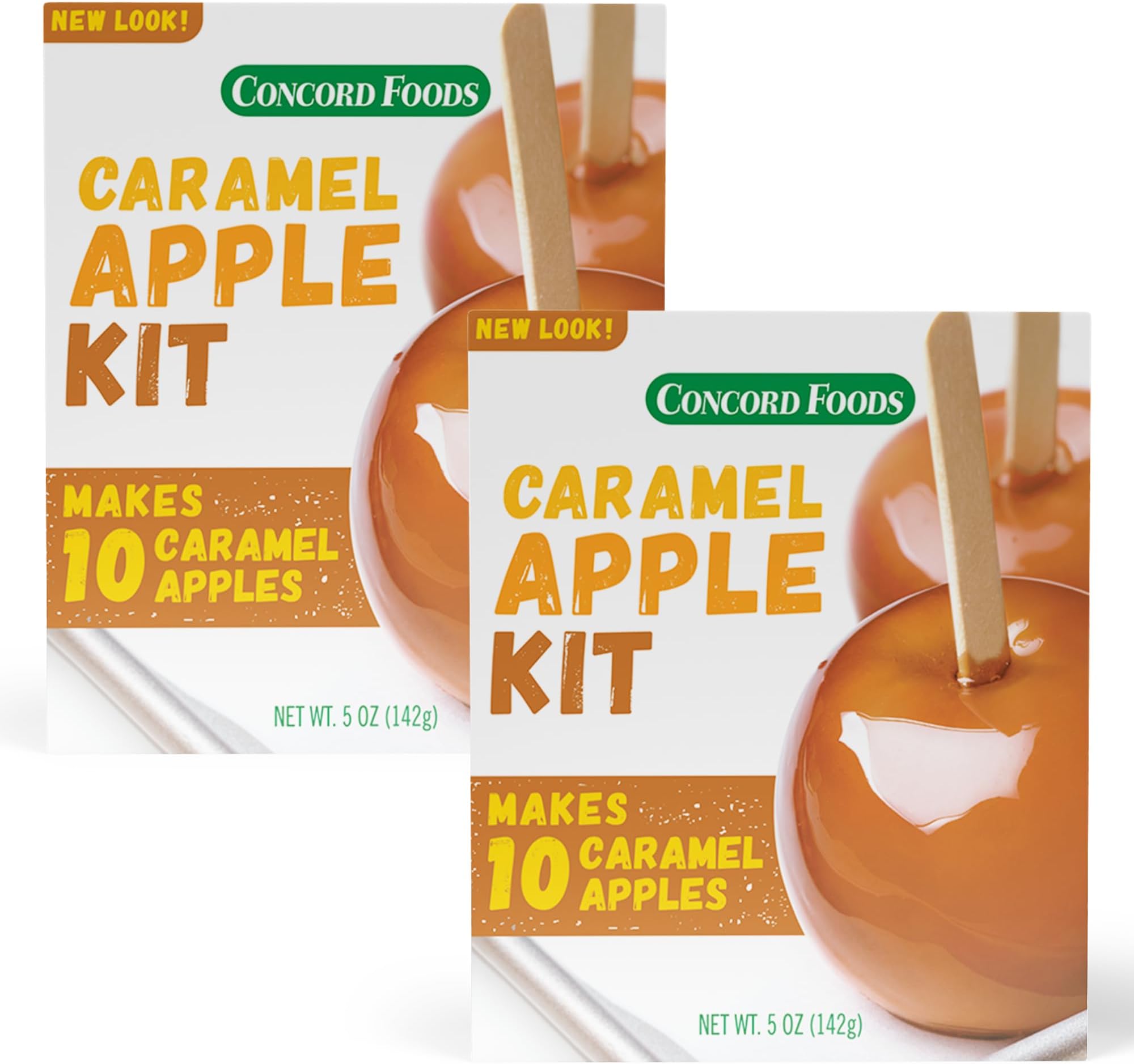 Concord Foods Caramel Apple Kit with 10 Sticks, 5oz (Pack of 2) | Classic Chewy Caramel Coating Mix for Halloween, Fall Fairs & Fundraisers, Easy DIY Caramel Apple Making Kit for Families