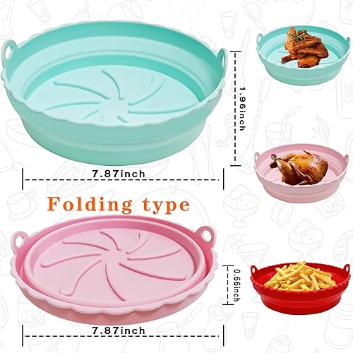 Miniatura 3 de Revestimientos de silicona para freidora de aire de 8.5 pulgadas para 5 cuartos a 8 cuartos de galón, forros de silicona reutilizables para freidora