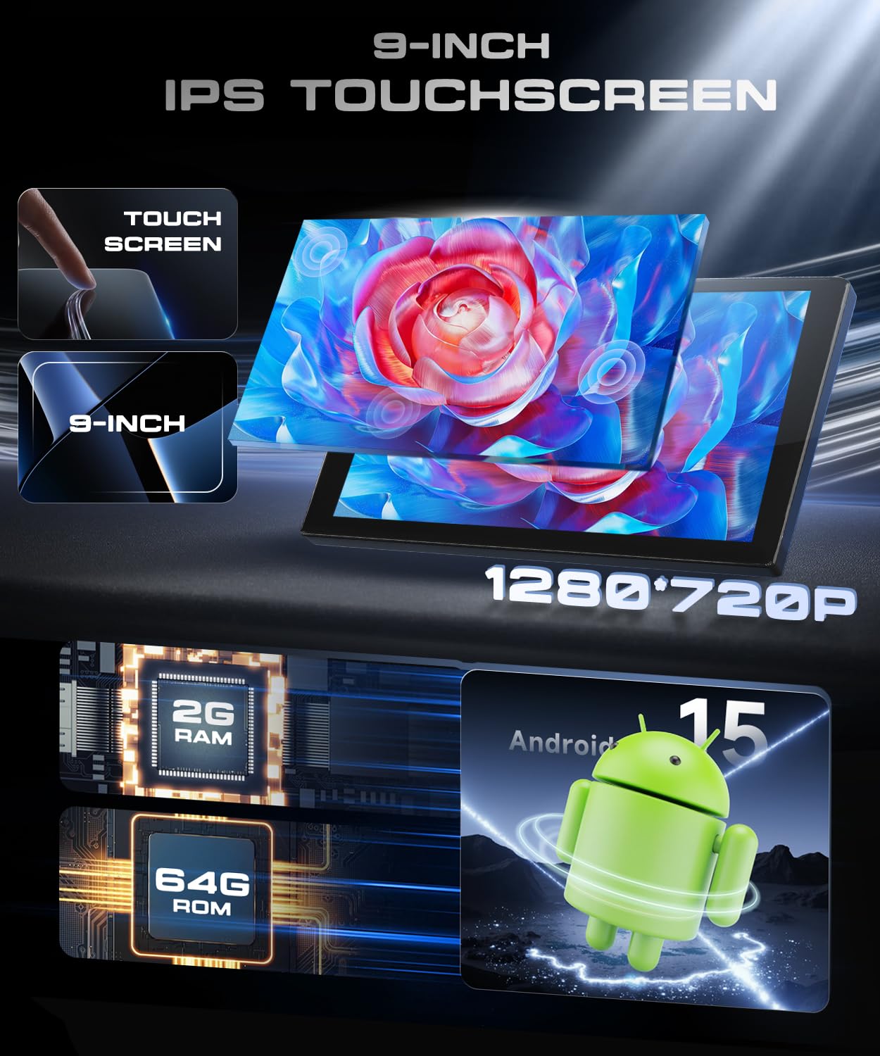 VECHTEL Autoradio 2G+64G Android 15 per Nissan Qashqai J10 2006-2016, 9'' IPS 1280*720P Schermo Tactile Stereo Auto co 5G Wi-Fi GPS Carplay Android Auto senza Fili USB Bluetooth EQ FM RDS Retrocamera