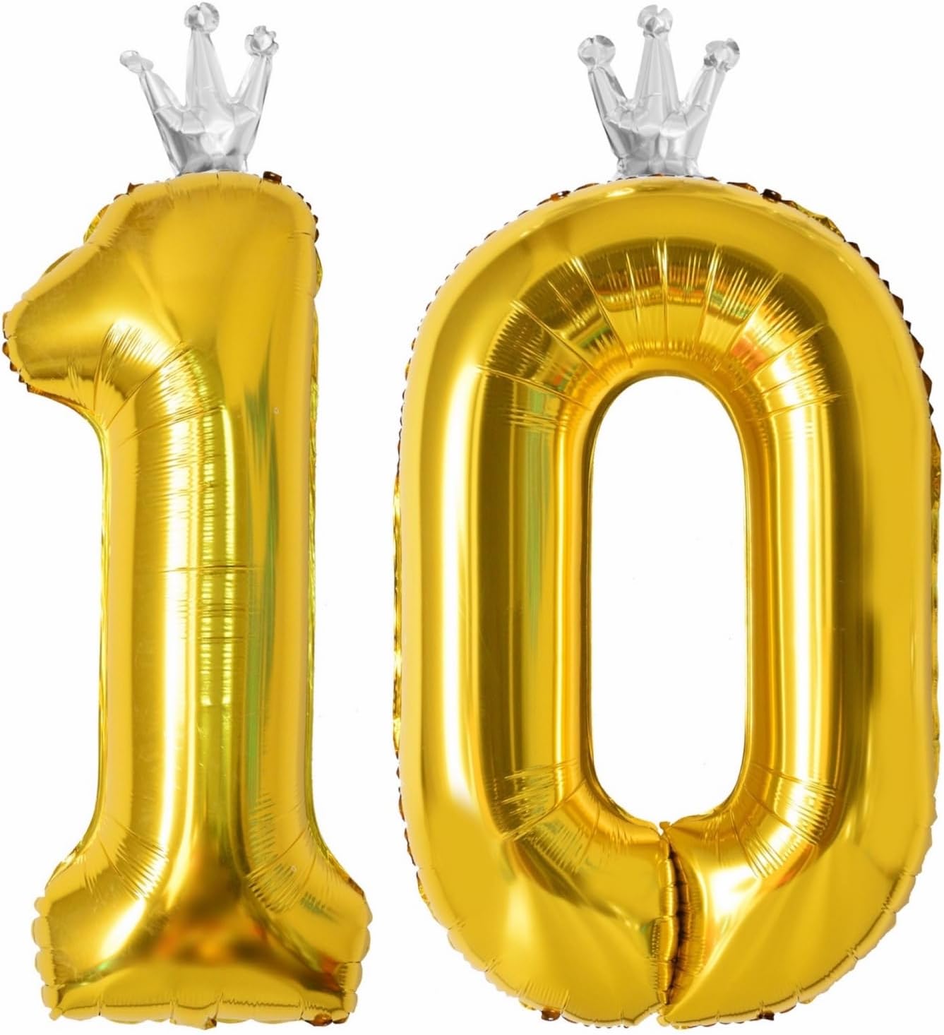 40-Inch Gold Number 10 Balloons for Birthdays, 10th Birthday Decorations for Boys Girls, 10th Birthday Party Supplies. (Gold 10)