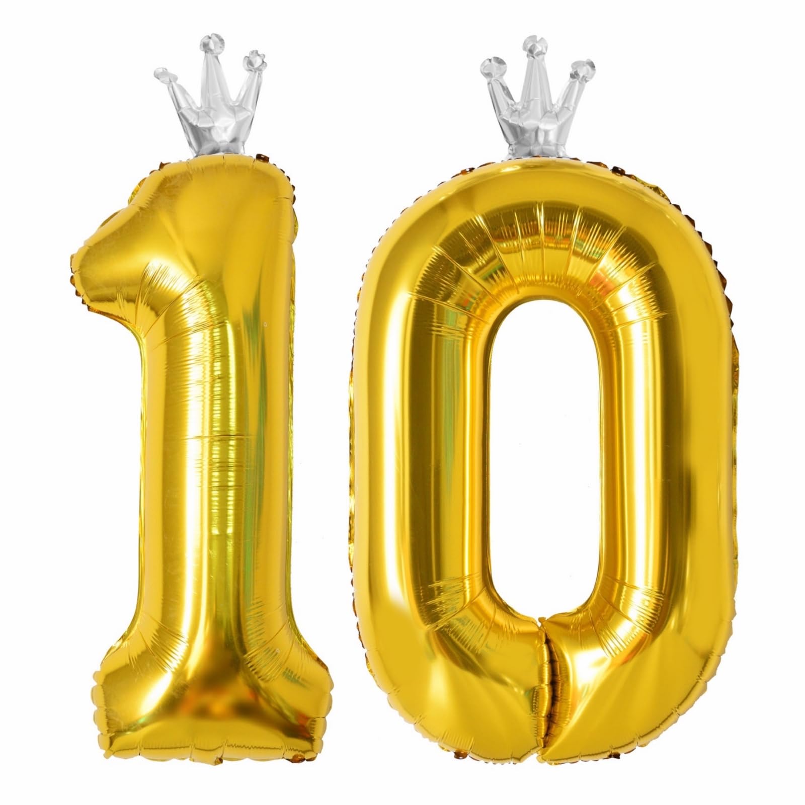 40-Inch Gold Number 10 Balloons for Birthdays, 10th Birthday Decorations for Boys Girls, 10th Birthday Party Supplies. (Gold 10)