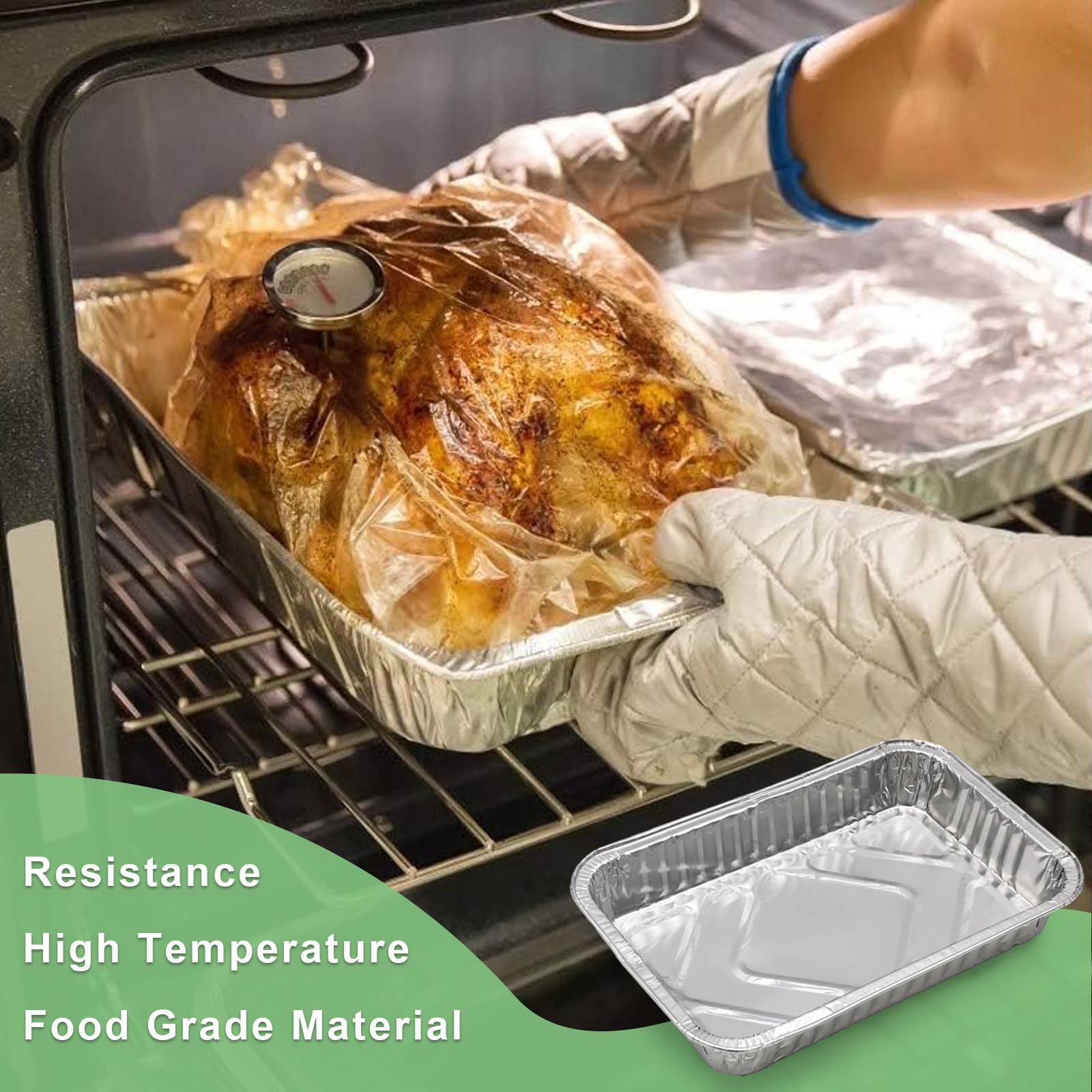 Résistance 650°C FOCCTS Lot De 25 Barquettes Aluminium 31x21x5cm - Pour Four, BBQ, Congélation Et Stockage Alimentaire Récipient Cuisson Four