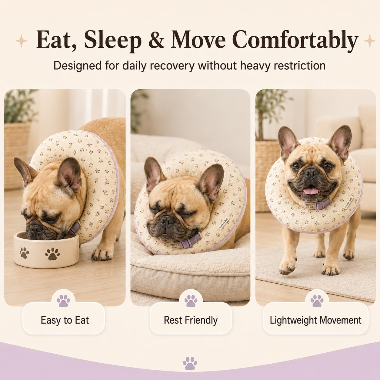 Deep Soft Recovery Collar for Dogs & Cats, Cotton Alternative to E-Collar, Adjustable Lightweight Pet Cone, Anti-Lick for Surgery & Wounds, Small (Neck 9"-11"), Flower