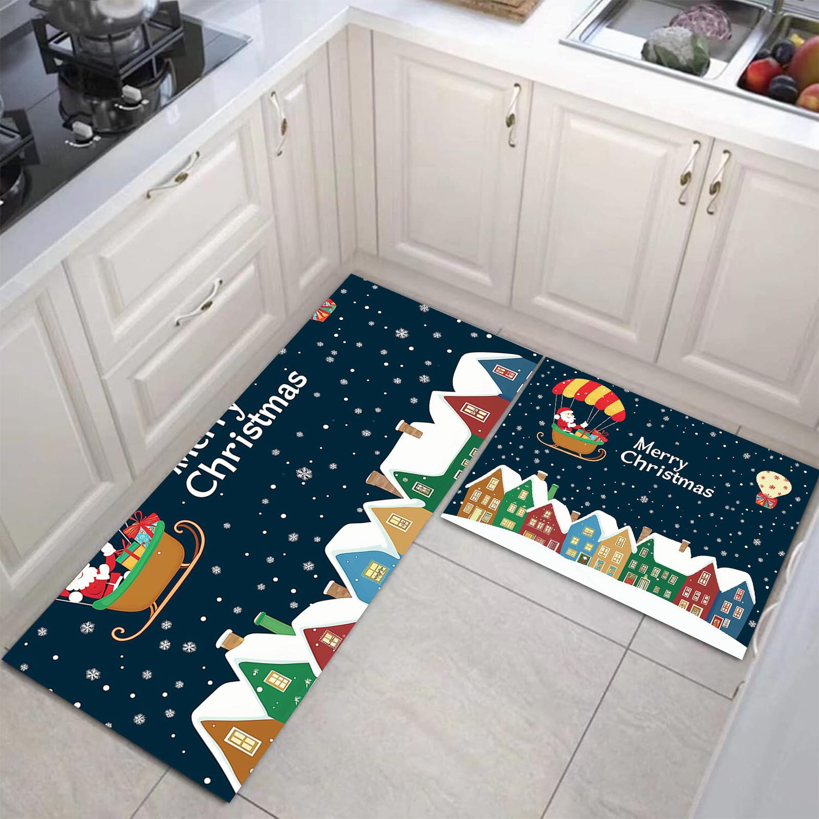 Pack de 2 alfombras de cocina antifatiga lavables de 40x60 y 40x120 cm para suelos cómodos
