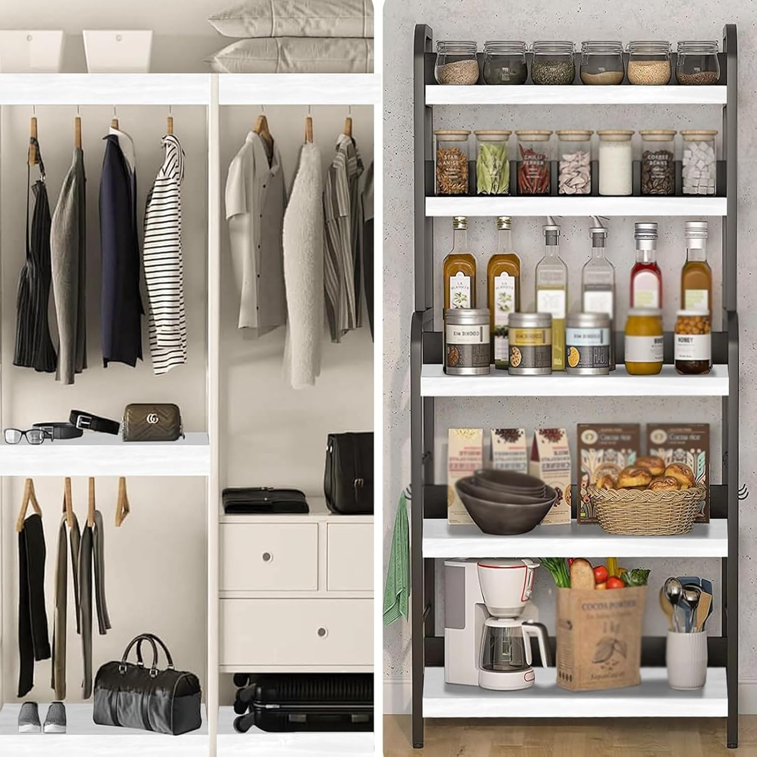 Wire Shelf Cover, PVC Wood-Look Shelf Liners with Corner Guards, Removable Pantry Shelf Covers for Pantry, Closets, Laundry Room