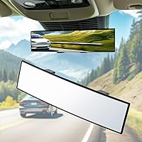 BOOMIBOO 11.81" Clip-On Wide Angle Panoramic Rear View Mirror for Cars, SUVs, Trucks - Universal Convex Mirror