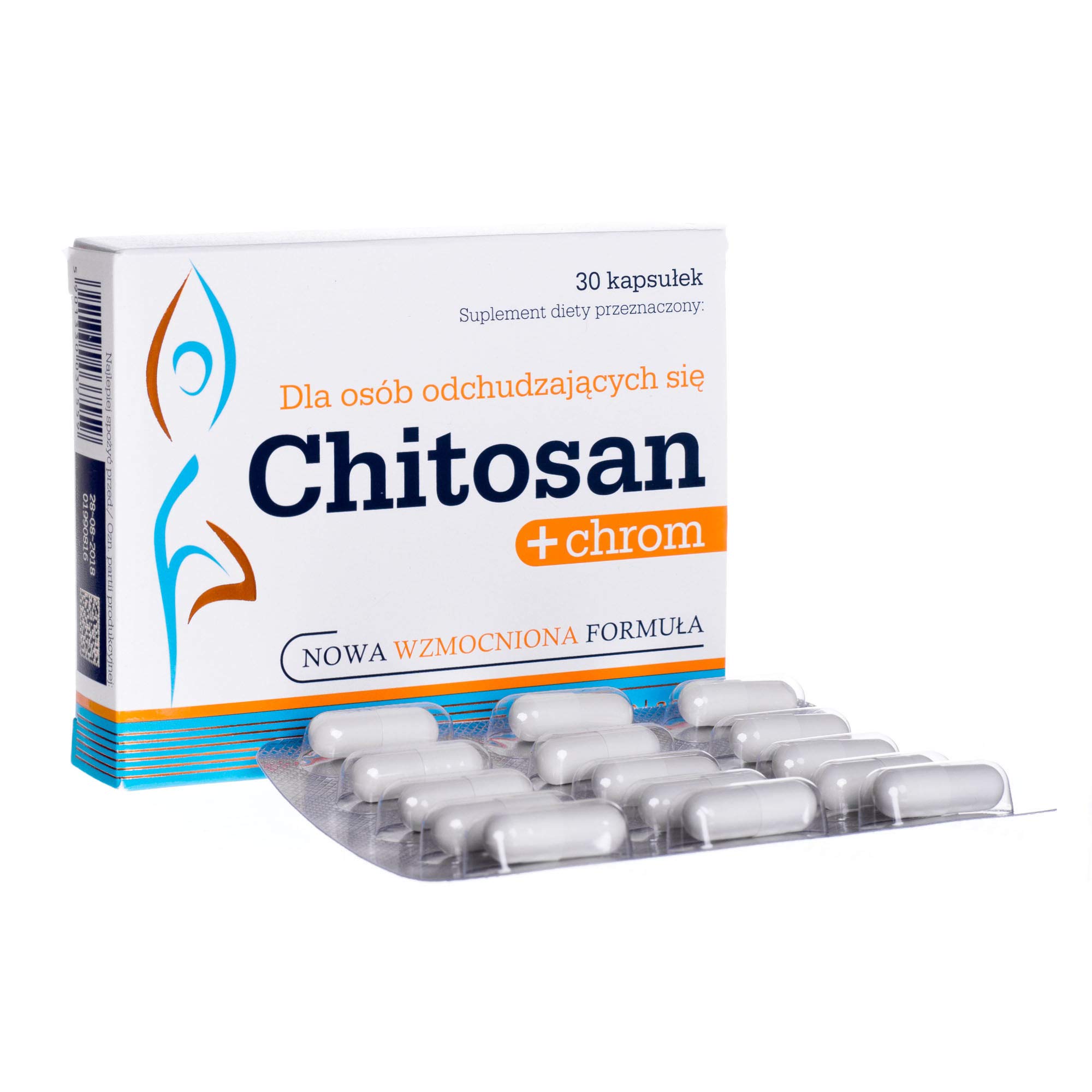Olimp Chitosan + Chrome Paquet de 1 x 30 Capsules - Nouvelle Formule Renforcée - Pour les Personnes Minceur