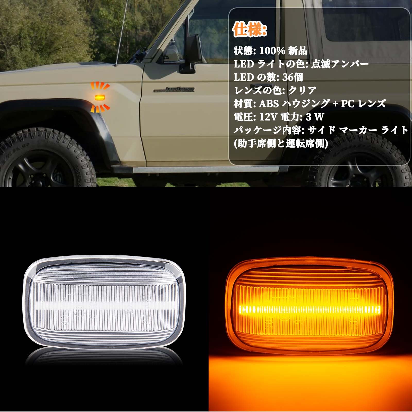 Amazon.co.jp: GemPro トヨタLED サイドマーカー 70系ランドクルーザー