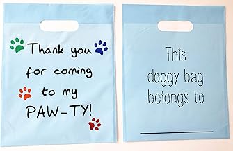 L LIFETIME Party Favor Plastic Goodie Bags with Handles- Theme Birthday Supplies Gift Bag for Kids and Adults – Puppy Paws (24 Pack)