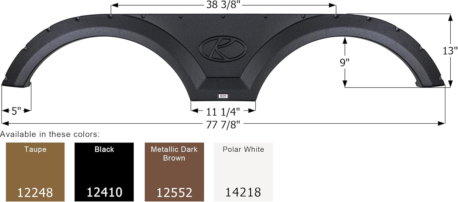 ICON 12410 Tandem Axle Fender Skirt FS2248 for Keystone - Black