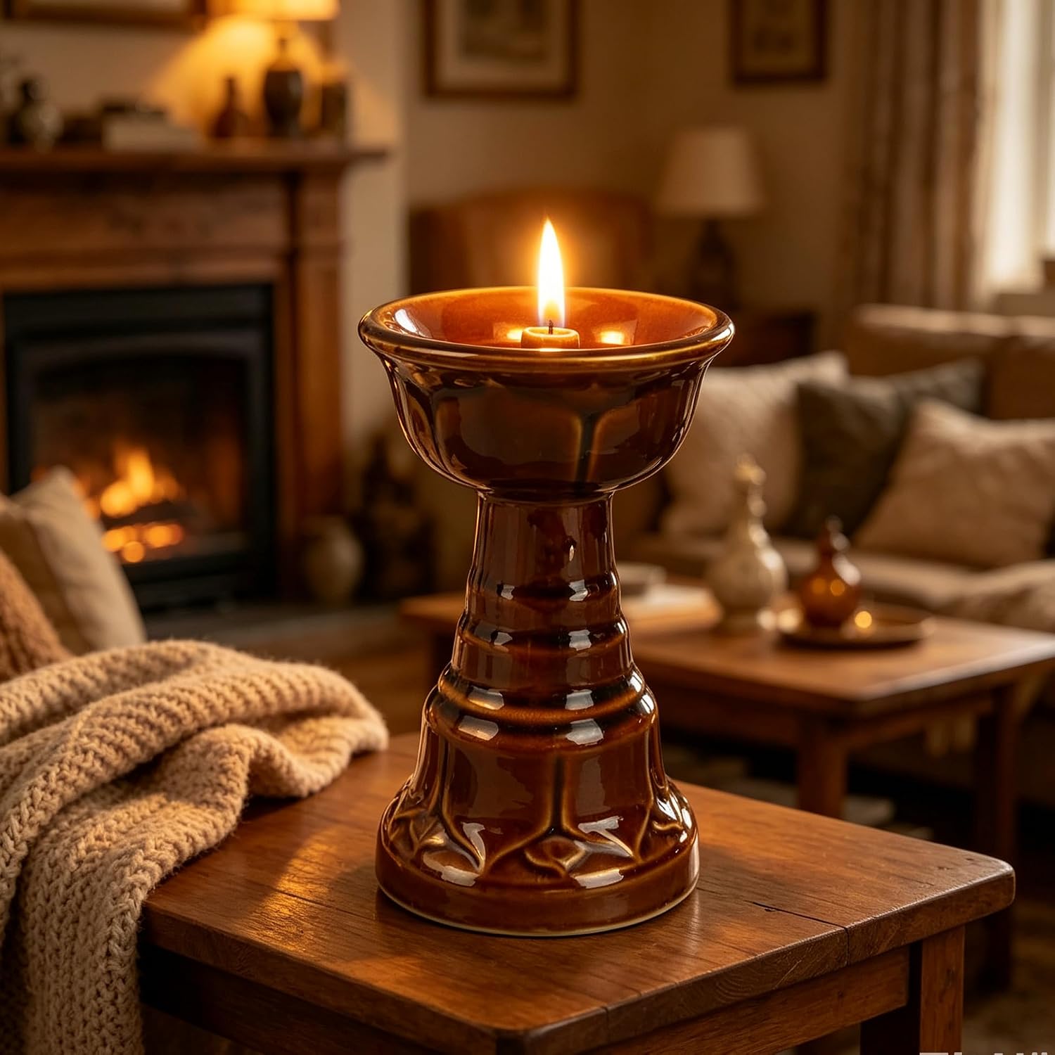 Retro Porcelain Oil Lamp Stand Festival Decorations (Large Size)
