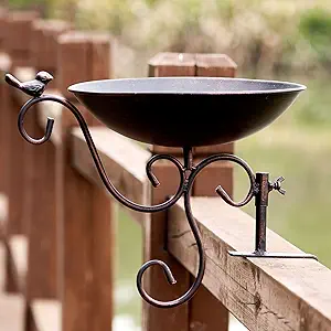 HLQMFHT 11.2 in deck mounted metal bird bath