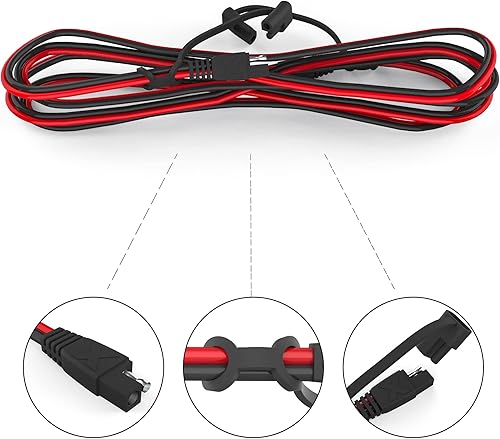 Miniatura 7 de OYMSAE Cable de extensión SAE, cable de desconexión rápida SAE de 6 pies 16 AWG a SAE, cable conector de extensión SAE para motor de arrastre,