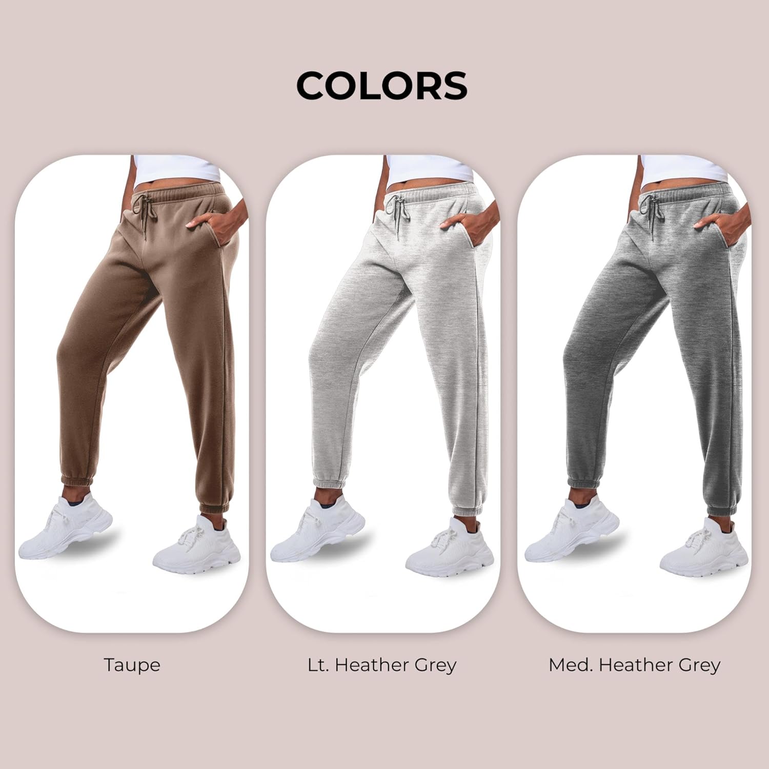Common Stitch 3 Pack Sweatpants Women, Comfortable Womens Sweatpants, Fleece Womens Elastic Cuff Joggers (Available in Plus) - Image 3