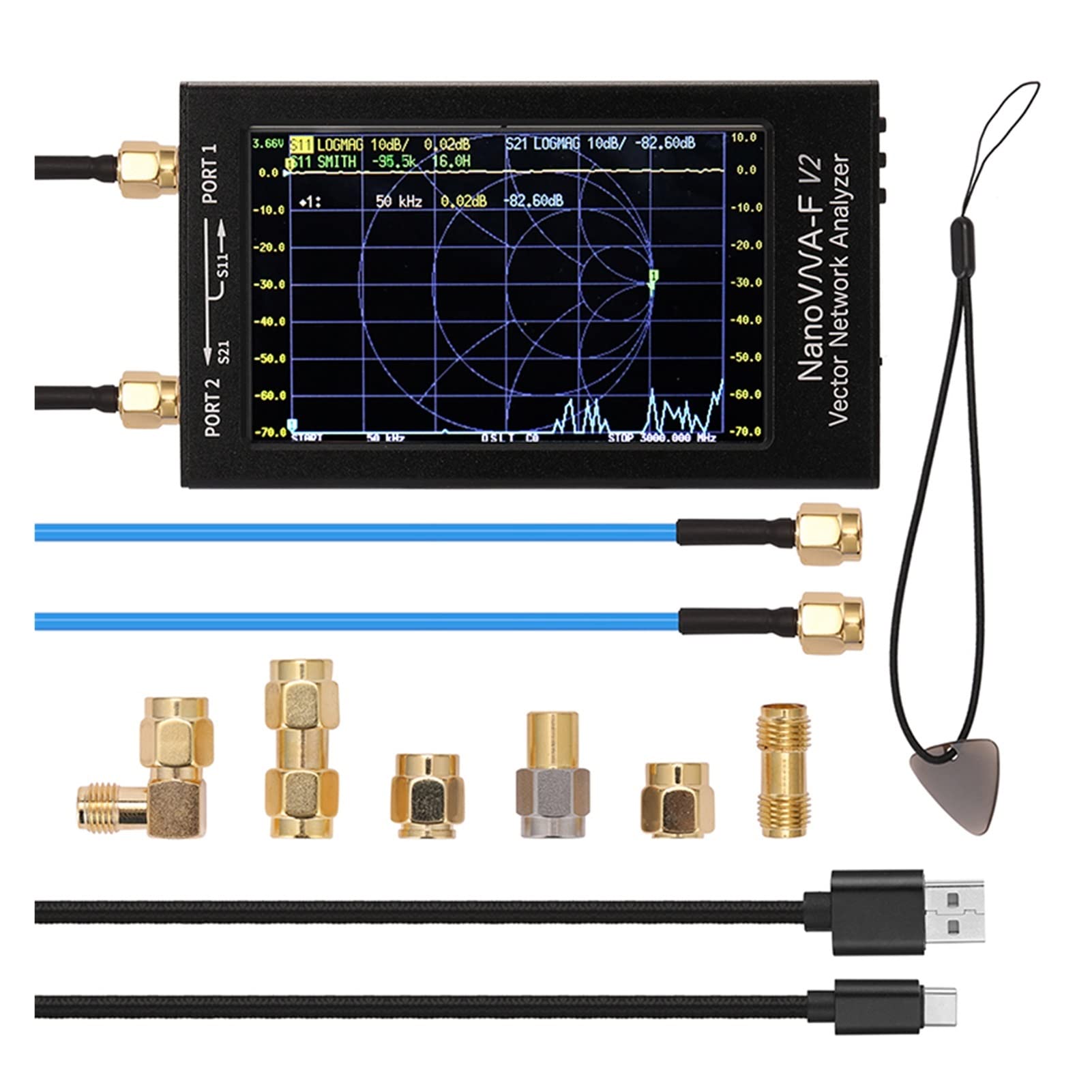 Spektrumanalysator, 4,0/4,3 -Zoll -Bildschirm 3G Vector Network Analyzer SAA-2N VNA V2 Antennenanalysator Shortwave HF VHF UHF Tester(4.3 Inch 5000mAh)