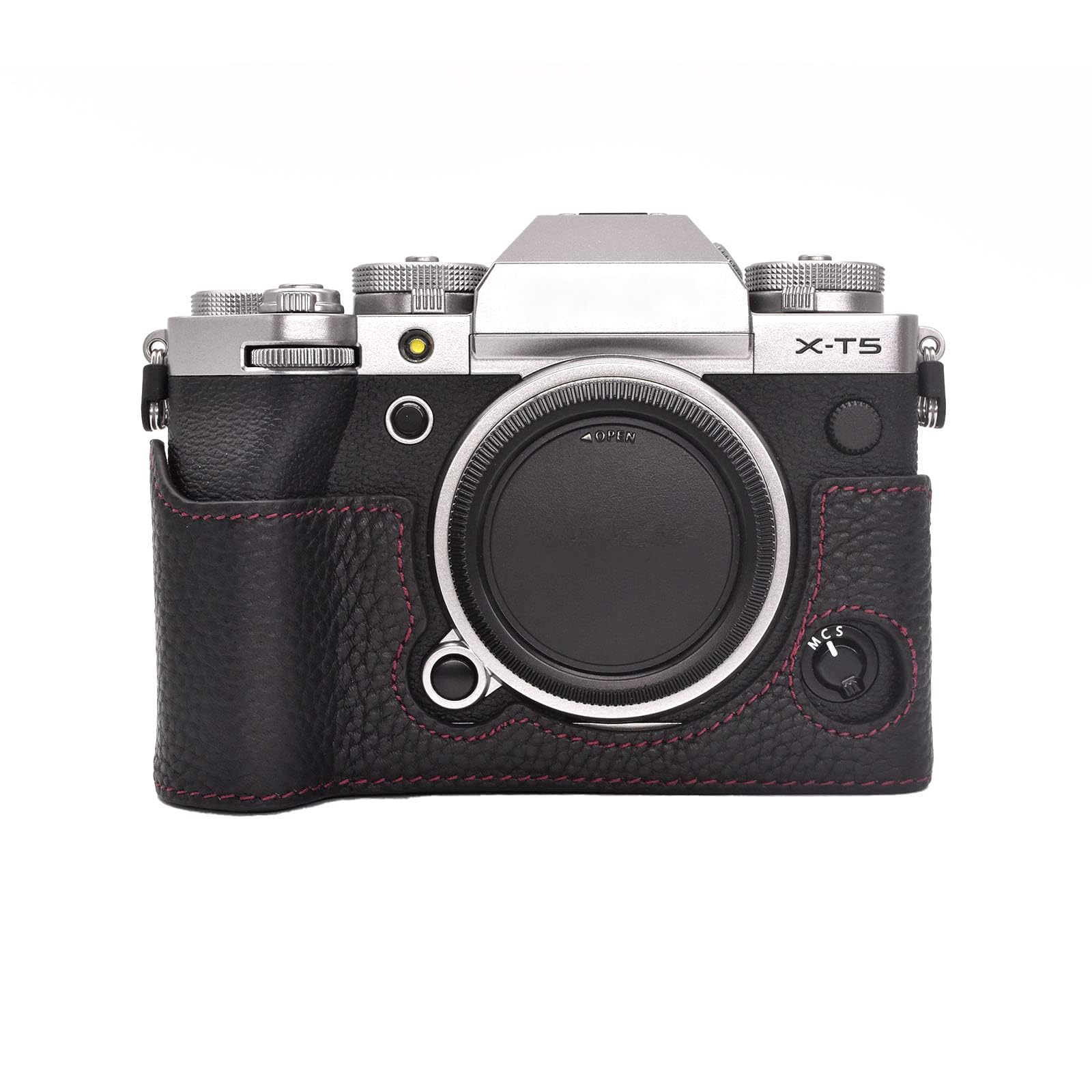 Rieibi Mezza Custodia In Vera Pelle Per Fujifilm X-T5 – Colore Caffè, Design Vintage E Pratica