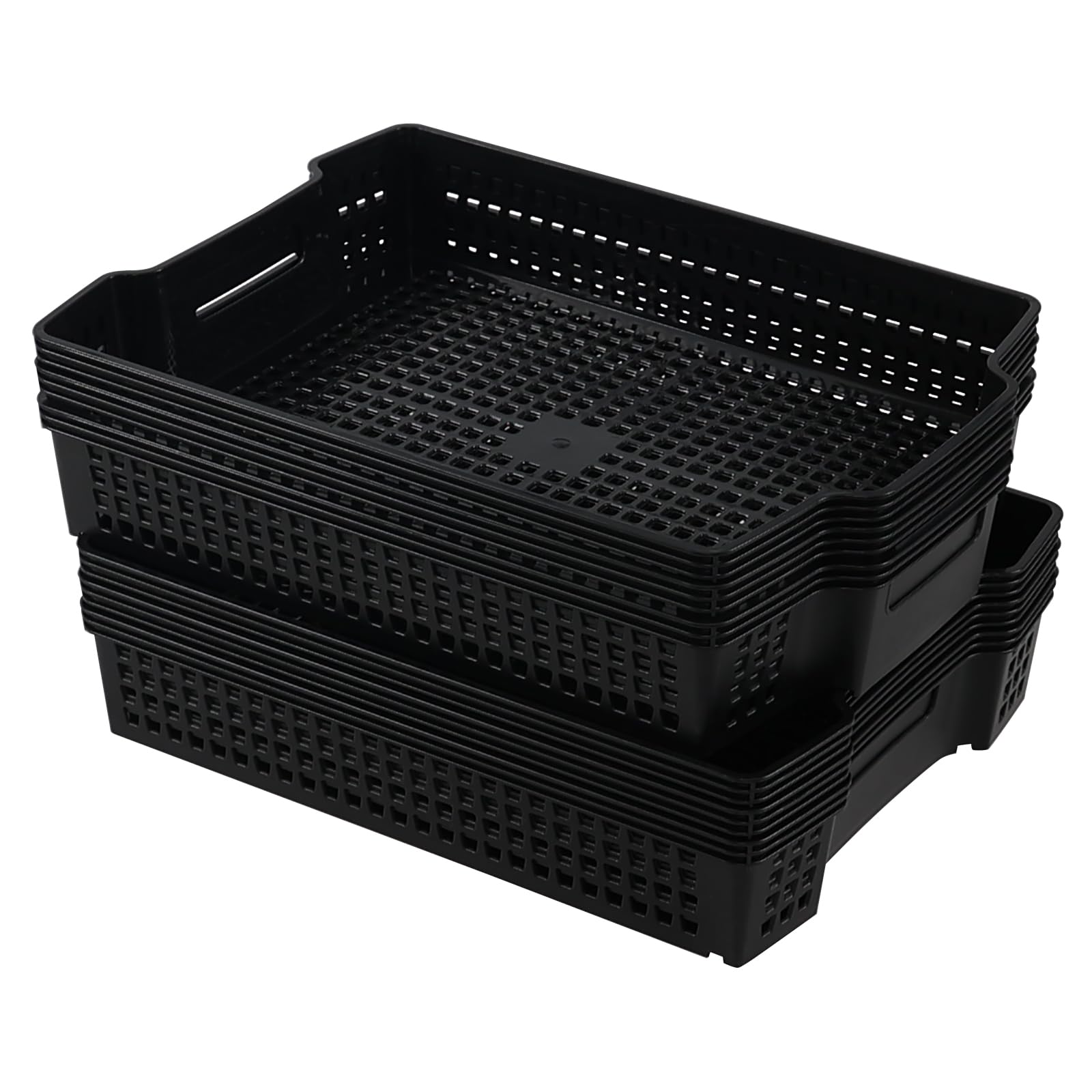 Rosebloom Plastic Stackable Storage Tray Baskets, Plastic Paper Tays, 6 Packs