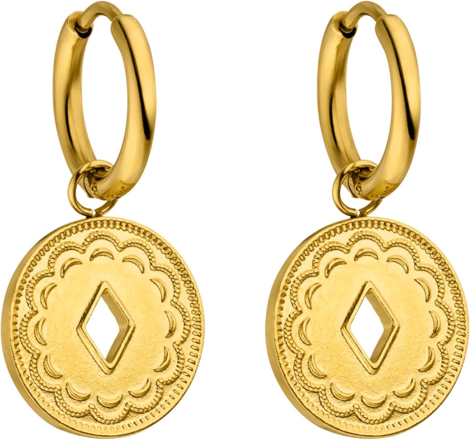 PURELEI® Lolani Earrings – 18K Gold plated stainless steel jewelry – Water-resistant earrings for women – 0,55 inch diameter – Fashion jewelry for your individual look