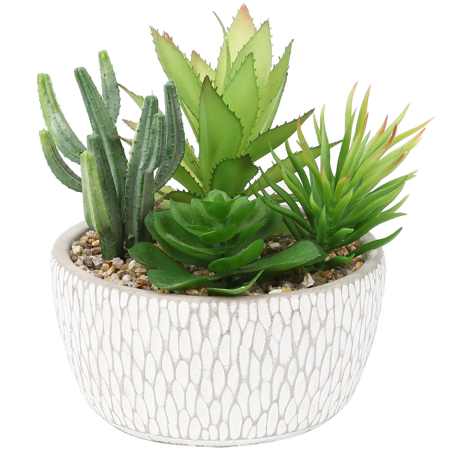 Briful Fake Plants Artificial Succulent Plant Fake Succulent Potting Mix, Decorative Artificial Plants Succulents Arrangement in Cement Pot for Home Office Bathroom Shelf Decor