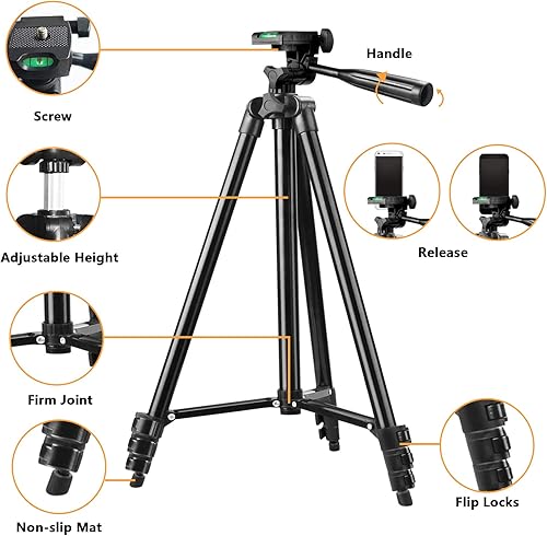 Miniatura 6 de LINKCOOL - Trípode para teléfono móvil, ajustable y portátil, de 42 pulgadas, con soporte para teléfono y control remoto inalámbrico para