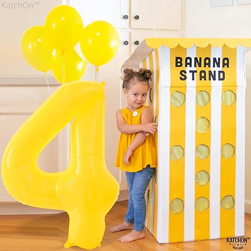 Miniatura 4 de KatchOn, Globos amarillos del número 4, gigantes, 40 pulgadas, globos de números 4, aniversario de 4 años, globos de 4 años, decoraciones de
