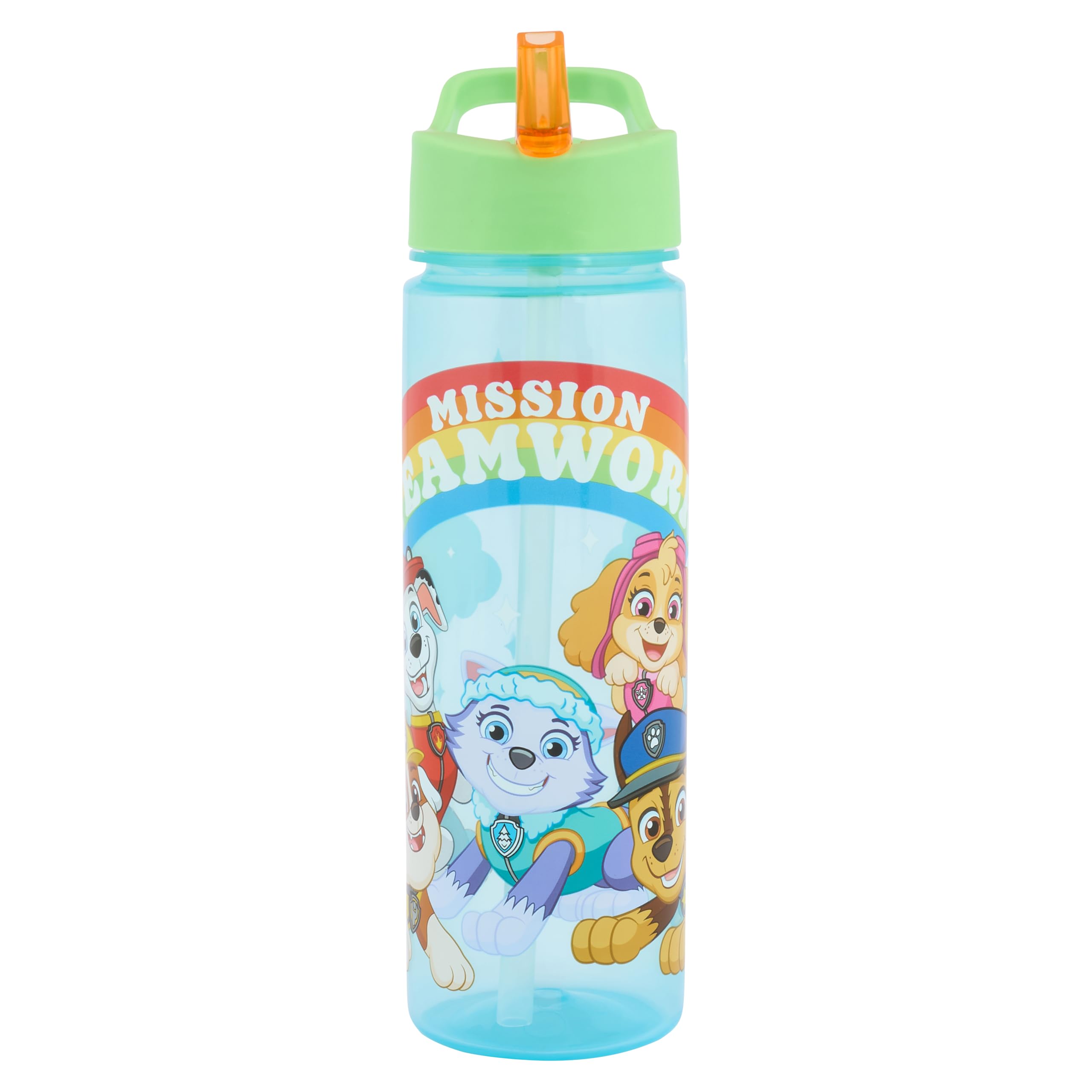 Paw Patrol Water Bottle with Reusable Straw – Reusable Kids 600ml PP for Boys – in Blue/Green – Official Merchandise by Polar Gear – BPA Free & Recyclable Plastic – for School Nursery Sports Picnic