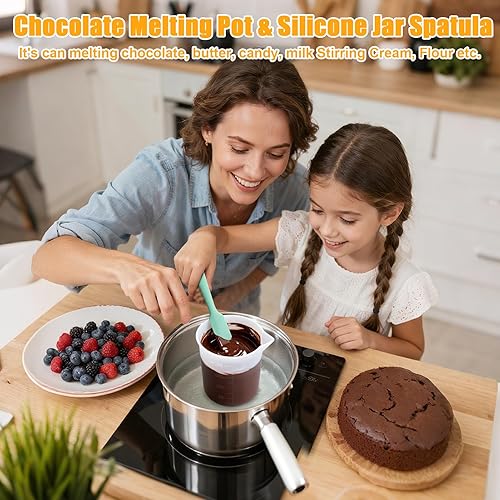 Miniatura 2 de Palksky Juego de tazas de silicona para derretir chocolate con 4 tazas medidoras de silicona (8.5 fl oz y 11.8 fl oz) y 4 espátulas resistentes al