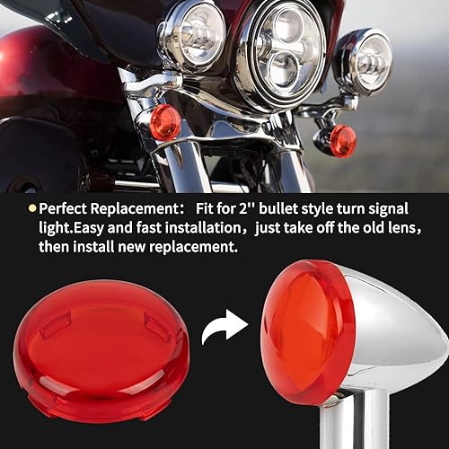 Miniatura 4 de PSLER Tapas de lente de luz de señal de giro para motocicleta, lentes de 2 pulgadas para Touring Electra Street Road Glide Road King Sportster Dyna
