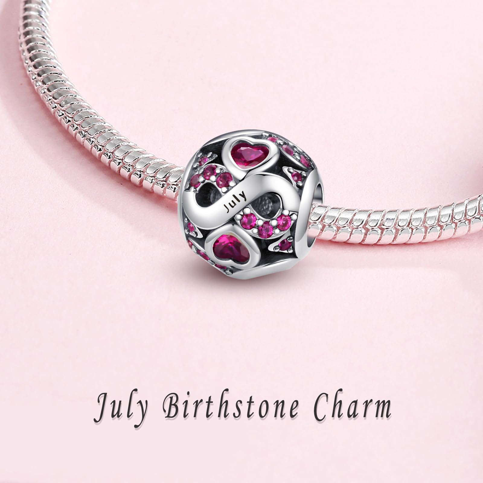 925 Sterling Silber Geburtsstein Charms Anhänger mit 5A Cubic Zirkonia Dangle Beads Charms,Openwork Perlen Liebesherz Anhänger für Pandora Europäische Charme Armband Schmuck