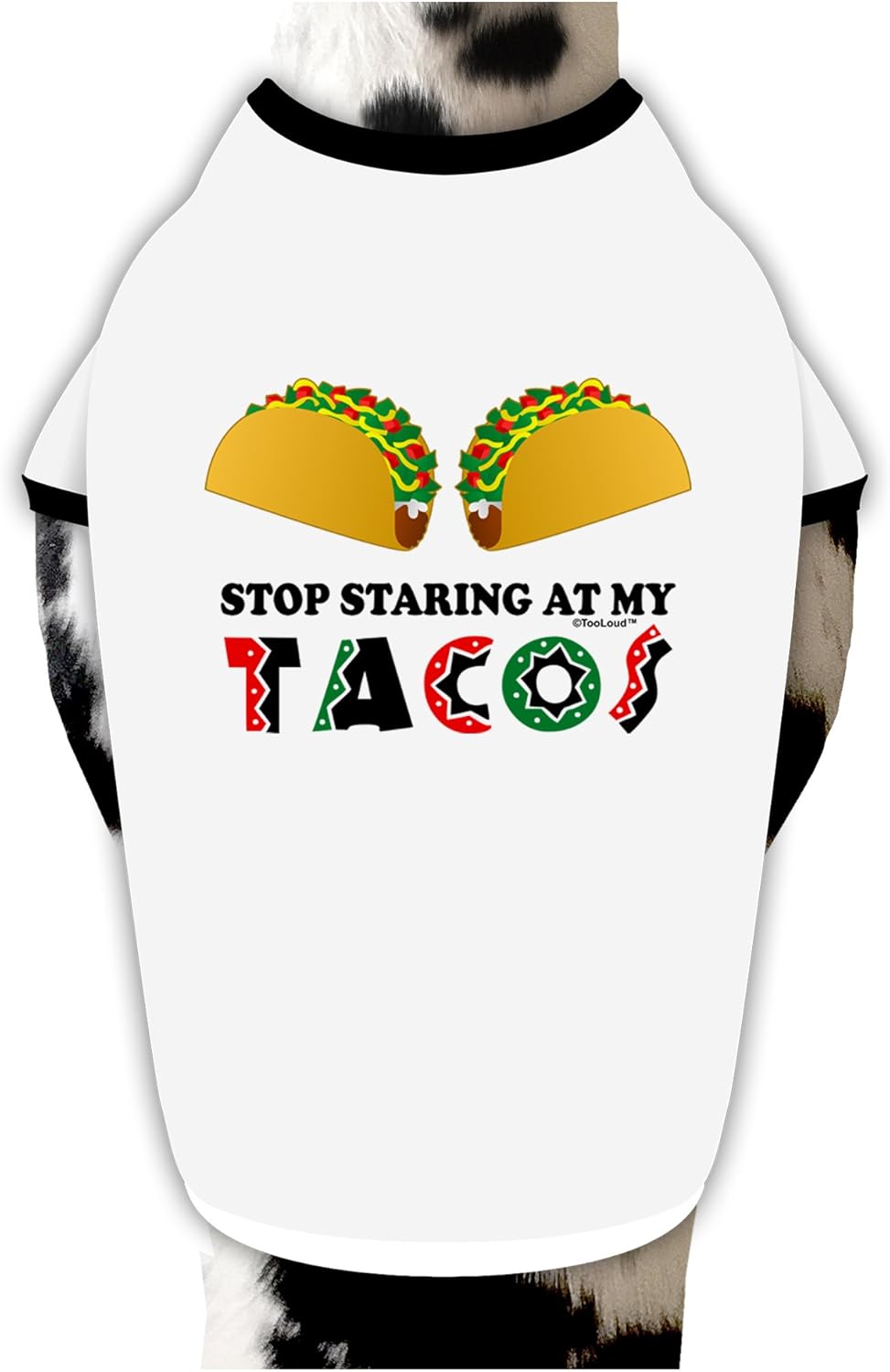 TOOLOUD Stop Staring at My Tacos Dog Shirt White with Black Medium