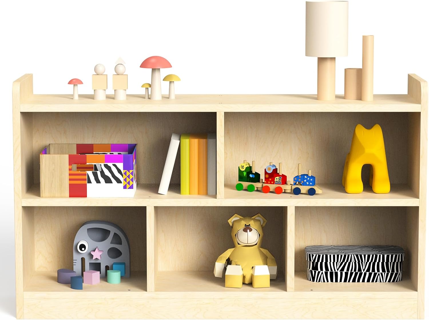 bbgroundgrm Birch Plywood Montessori Shelf: 5-Section Kids Toy Storage Cabinet for Playrooms, Classrooms & Daycares