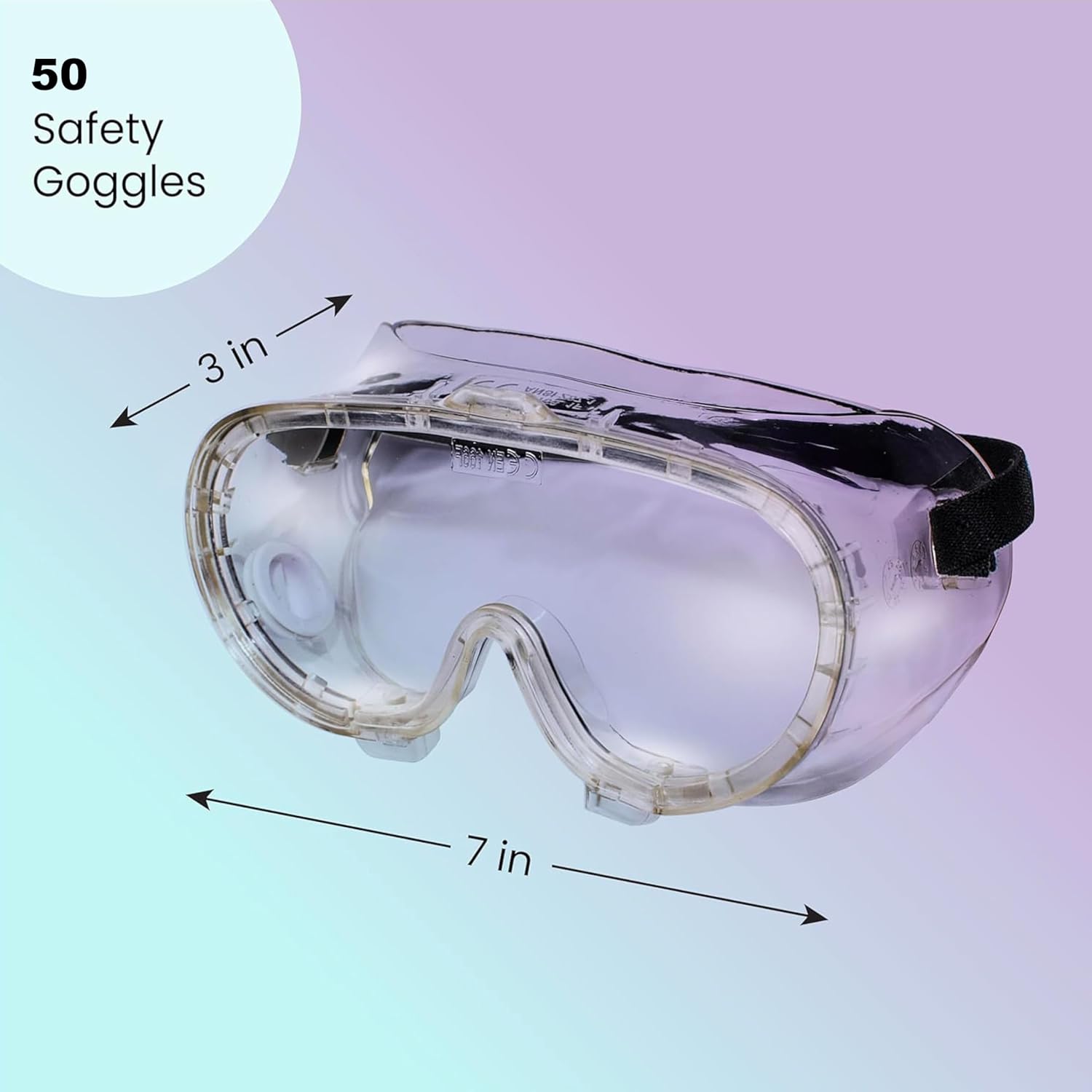 Aqulius ANSI Certified Goggles Bulk - 50 Pack, Direct Vent, Comfort Fit - Impact & Splash Resistant Protective Eyewear - Anti Fog Eye Protection Goggles for Construction & Work Safety