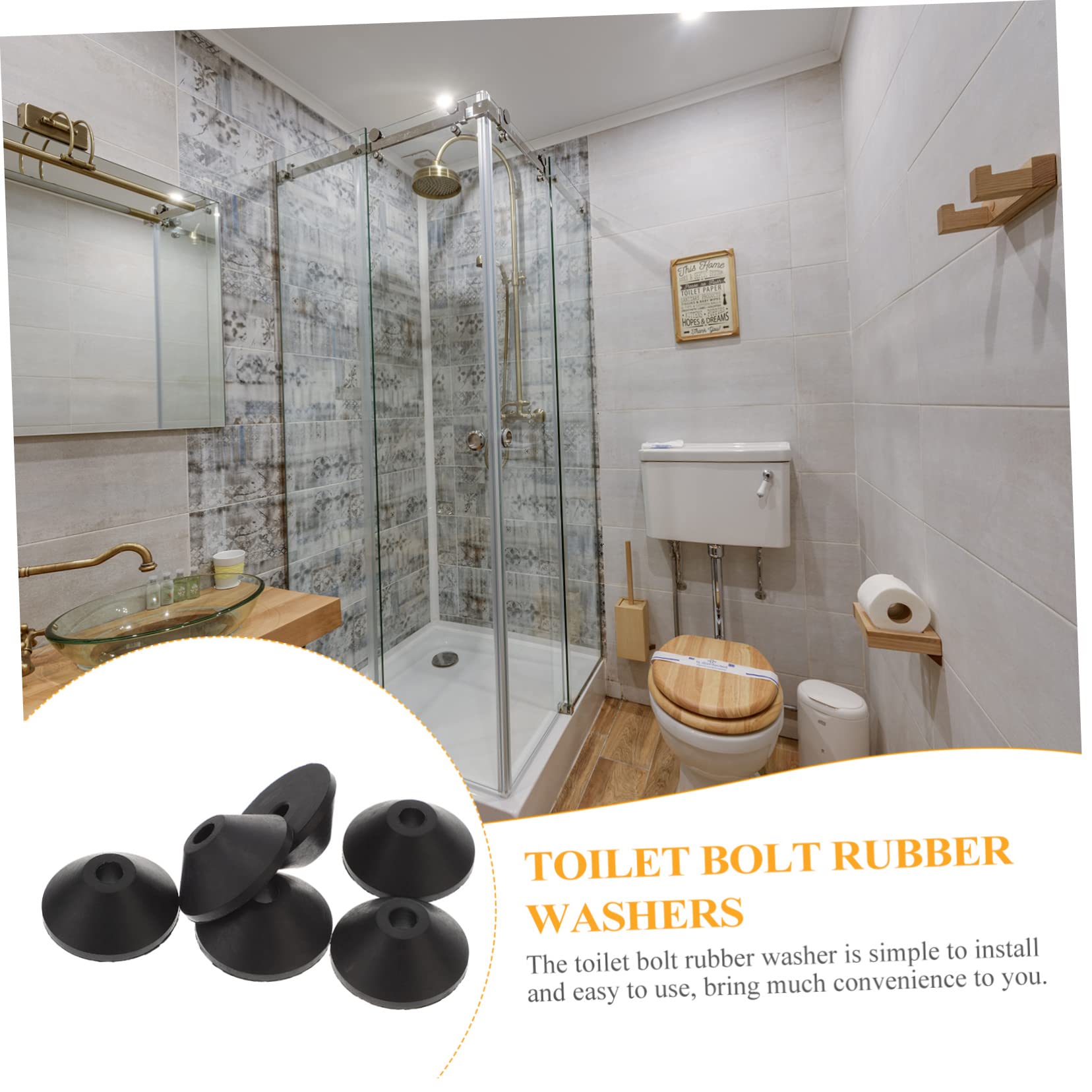 Yardwe 20pcs Sealing Ring Toilet Screws Toilet Tank Bolts Screw Conical Rubber Washers Toilet Bolt Rubber Washers Leak- Proof Bolt Conical Washers Rubber Washers for Toilet Screws Rubber - Image 3