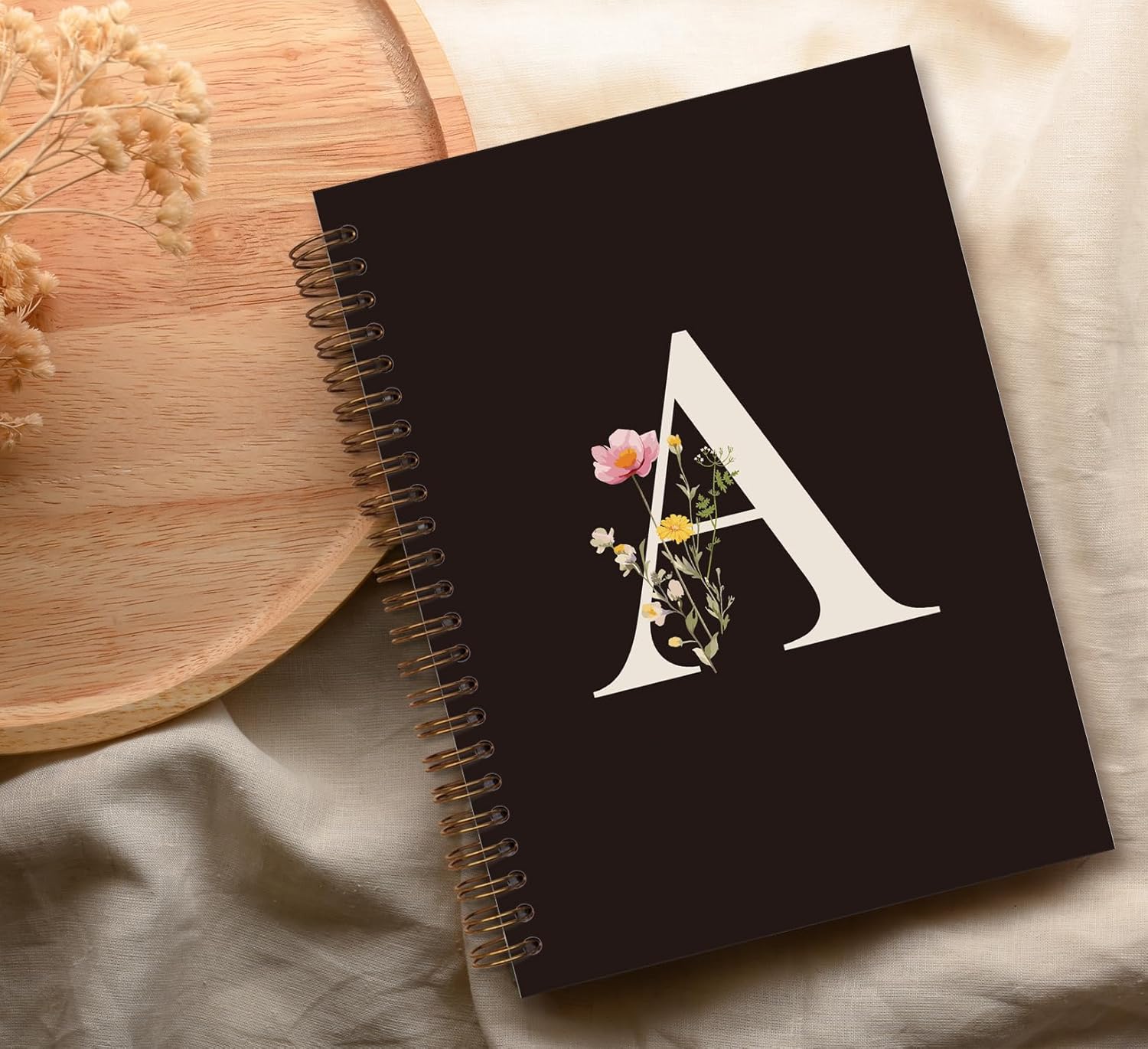 Trendy Personalized Journal Hardcover Spiral Notebook,Black Initial Letter A Notebook,Monogrammed Gifts for Women Teen Girl,College Ruled Hardcover Spiral Notebook 5.5 x 8.3 - Image 5