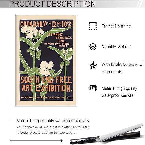 Miniatura 7 de Vintage South End Free Art Exhibition Posters Minimalismo Room Estética lienzo arte de pared Floral Green Plantas Exhibición Impresiones pintura