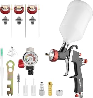 R500 LVLP Air Spray Gun Car Paint Gun Sprayer with 1.3/1.7/2.0mm Nozzles & Air Regulator, Professional Paint Guns Automotive Paint Gun for Car, Houses, Furniture, Varnish and Top Coat