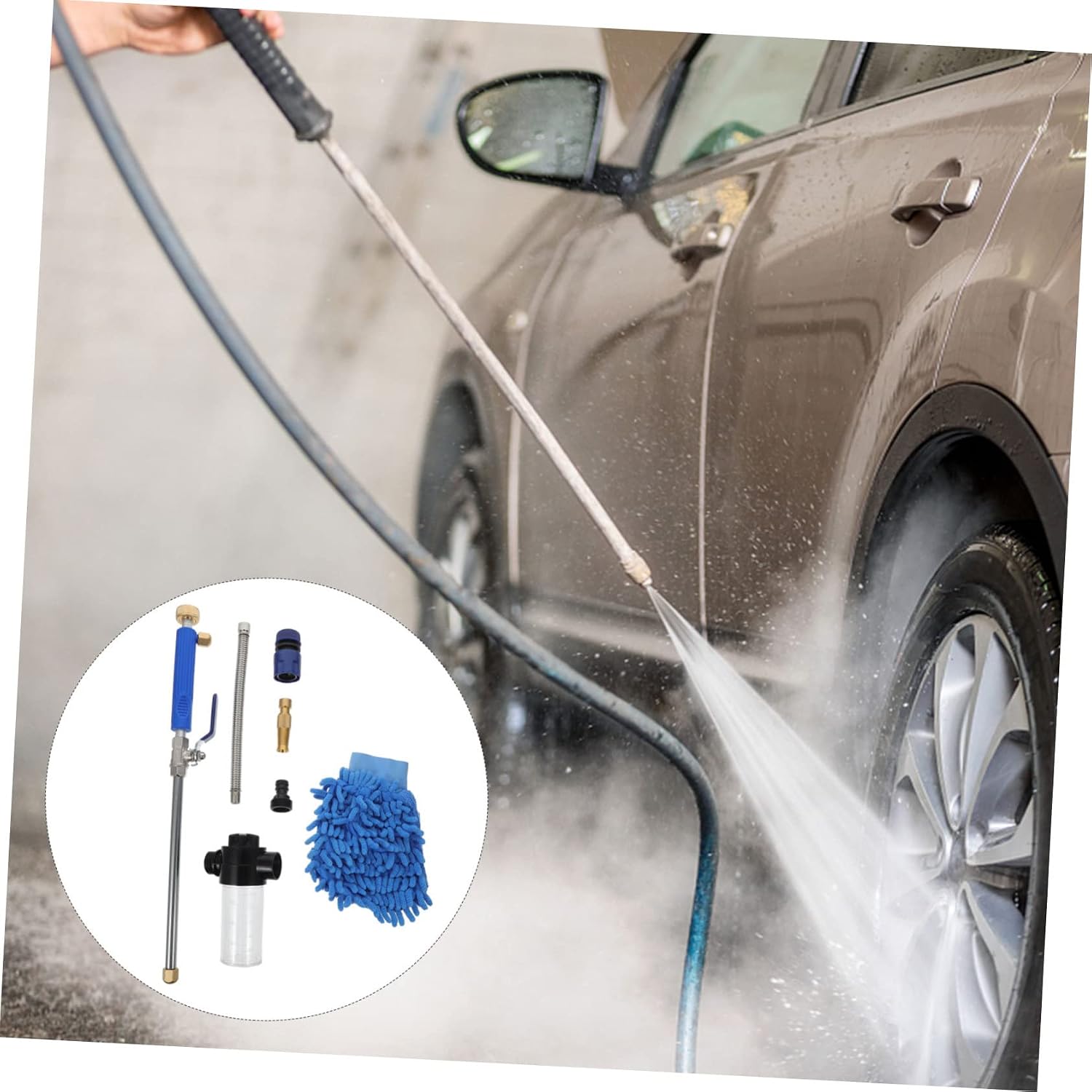 Toddmomy High Pressure Washer Set for Outdoor Car Cleaning and Gardening Includes Random Color Cleaning Gloves Sturdy Water Shooter with Hose and Cloth for Efficient Washing