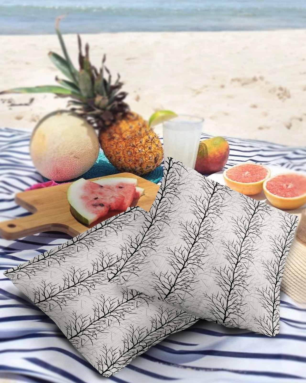 Black Grey Outdoor Pillow Covers Waterproof,All Weather Cushion Case Set of 2 Decorative Pillowcases for Sofa Couch Bed Decor Patio Furniture 18