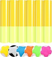 Vista 12 de Vinilo de transferencia de calor HTV de neón, 12 x 10 pulgadas, 10 hojas de vinilo de neón para planchar, verde neón HTV azul neón para camisetas