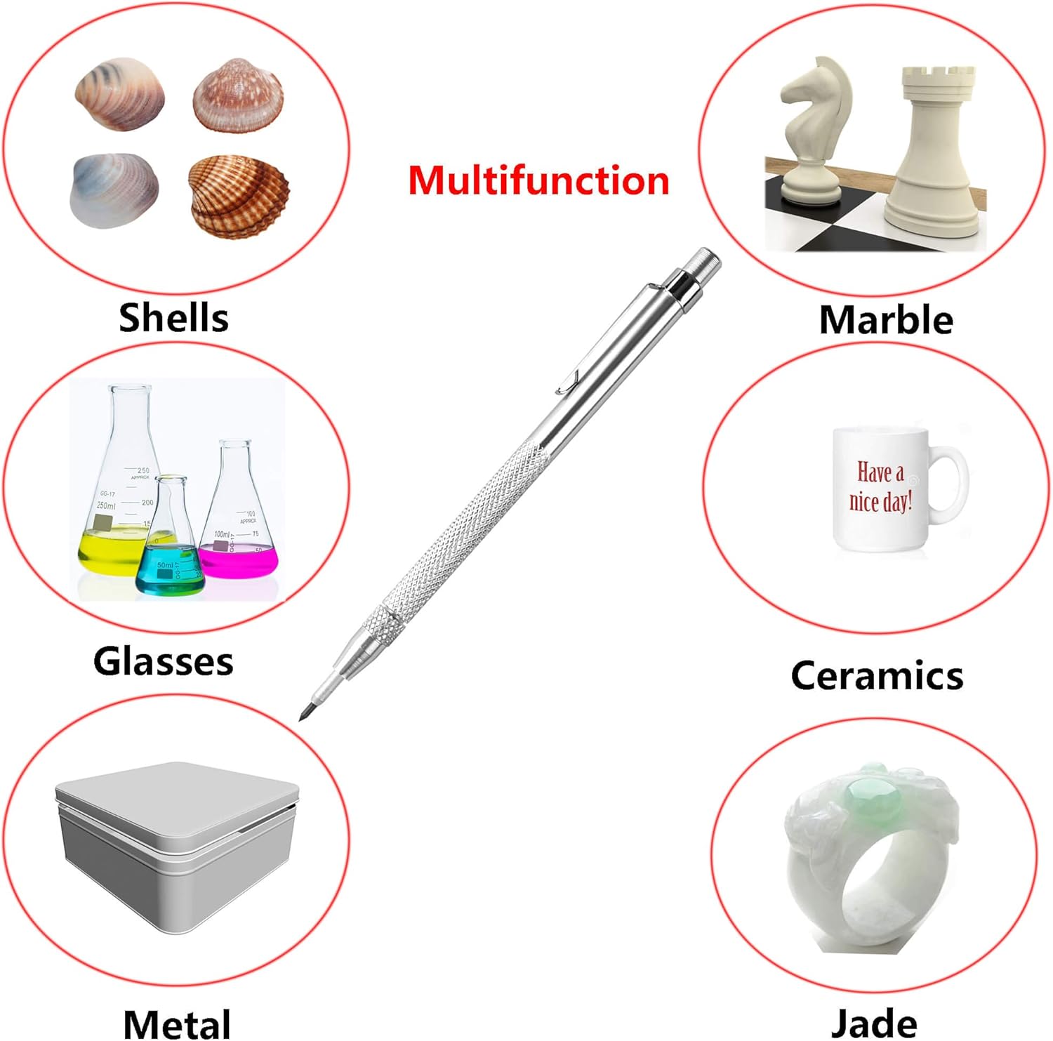 2 Pack Tungsten Carbide Scriber with Magnet - Aluminum Etching Engraving Pen with Clip for Glass/Ceramics/Hardened Steel by Fabcell : Everything Else