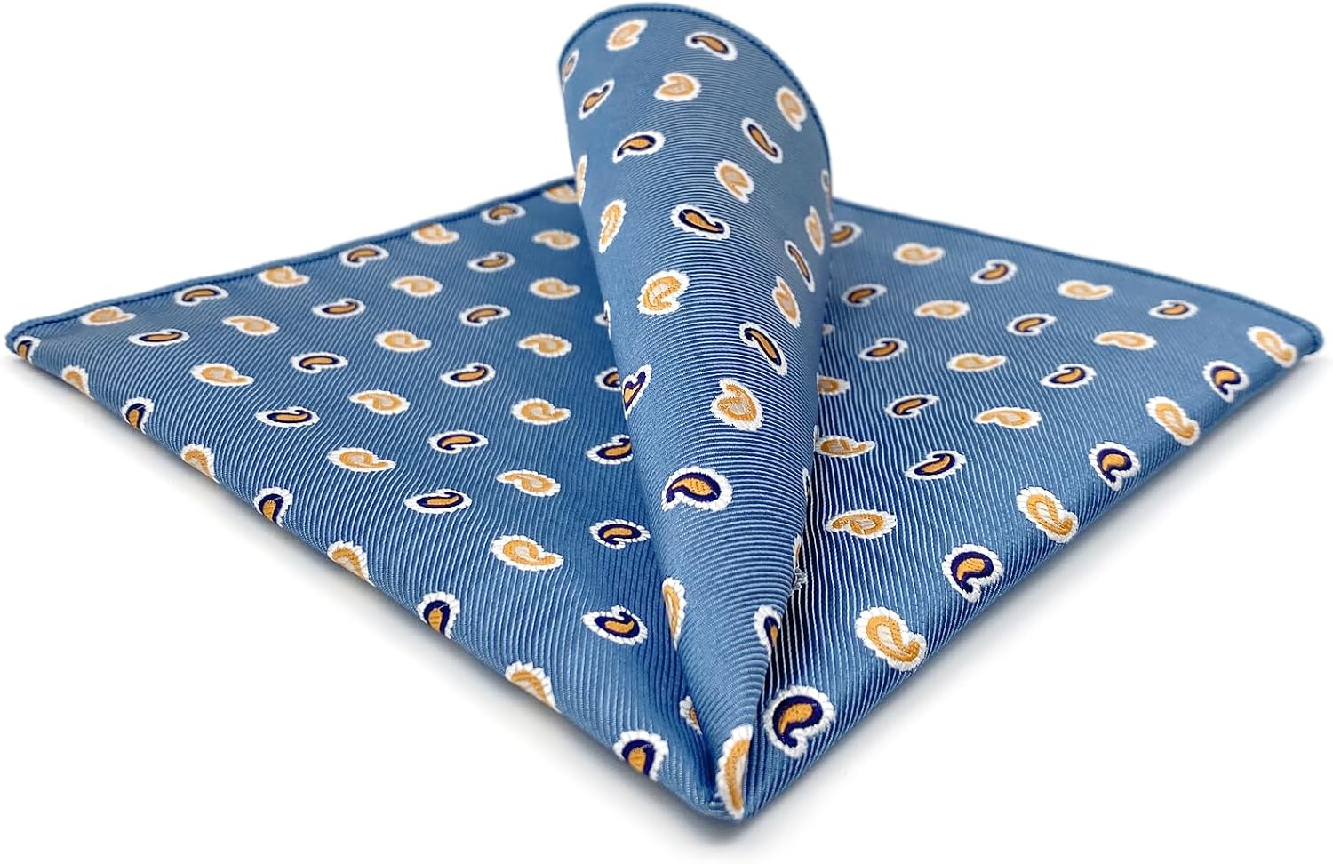S&W SHLAX&WING Pocket Squares for Men Blue Brown Paisley for Business XL Woven