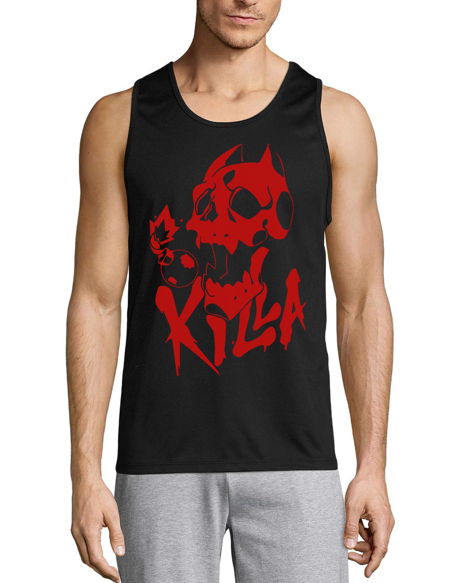 Débardeur en coton Anime 63 pour homme noir coupe classique - 3