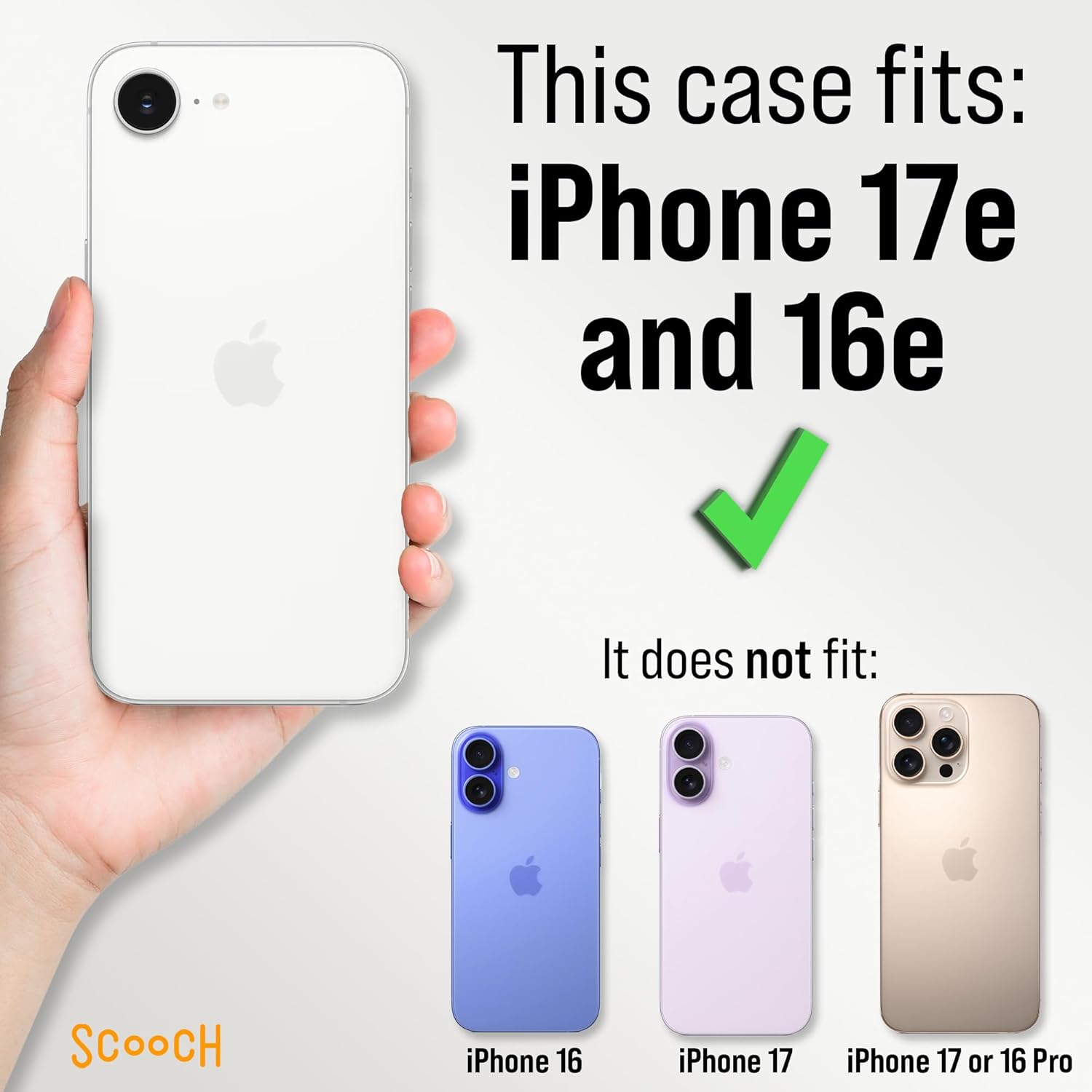Scooch for iPhone 17e/16e Case with Card Holder, Moneymate Wallet Case with Hidden Card Slot and Protection for 4 Cards, 10-Foot Drop Protection, Black