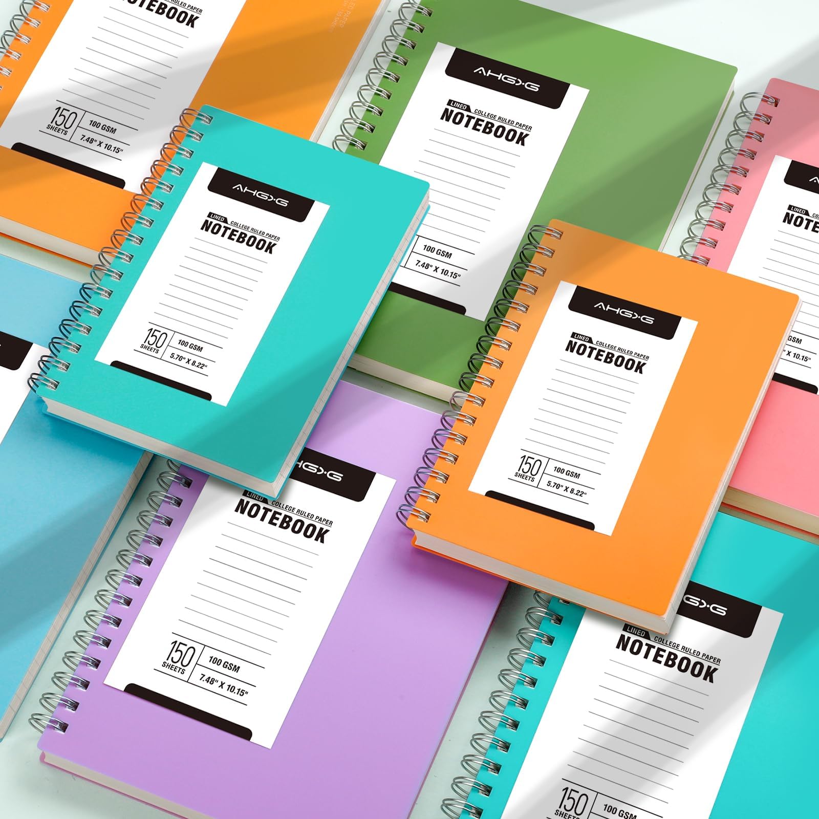 AHGXG Quaderno a spirale a righe, grande, B5, 19 x 25,8 cm, 300 pagine, carta spessa 100 g/m², copertina rigida in plastica, per lavoro, ufficio, scuola, appunti, colore: viola