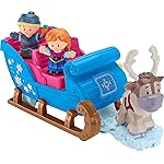 Fisher-Price Little People Toddler Toy Disney Frozen Kristoffs Sleigh Vehicle with Character Figures for Pretend Play Kids Ages 18+ Months (Amazon Exclusive)