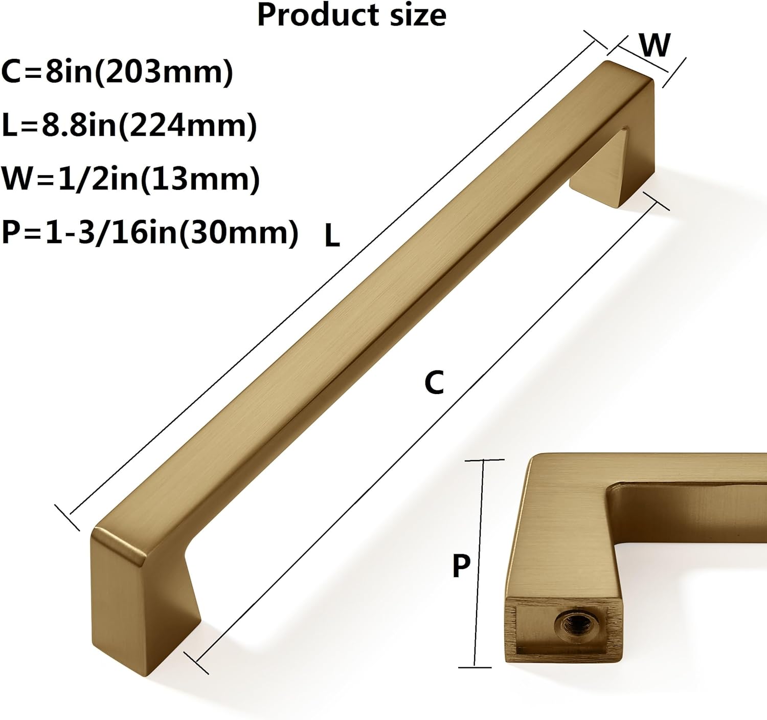 10 Pack 8 inch Solid Champagne Bronze Cabinet Handles Kitchen Hardware Drawers Bathroom Vanity Cabinet Door Handles