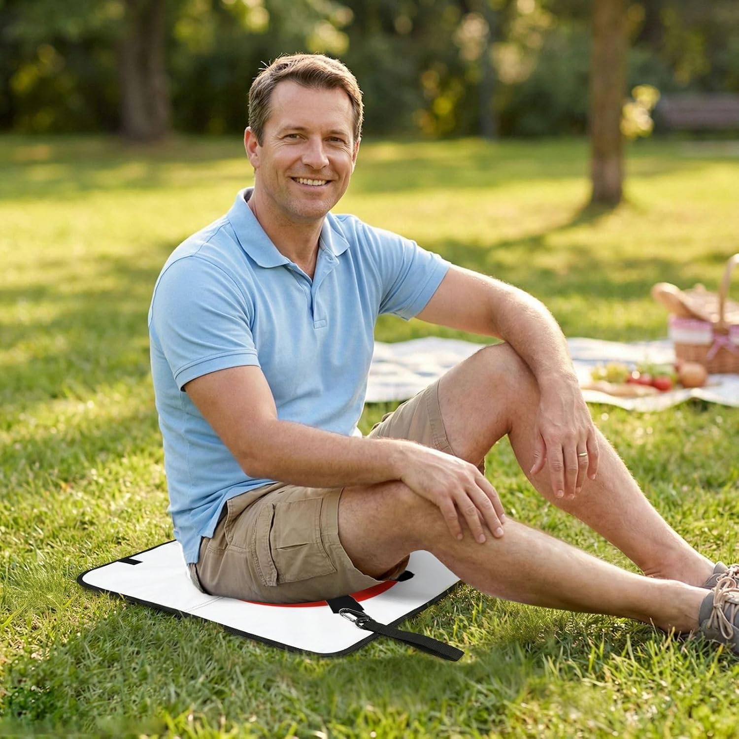 (Taekwondo Design) Sitting Pad Foldable Seat Cushion Lightweight Camping Seat Mat with Hook for Outdoor Hiking Picnic Camping