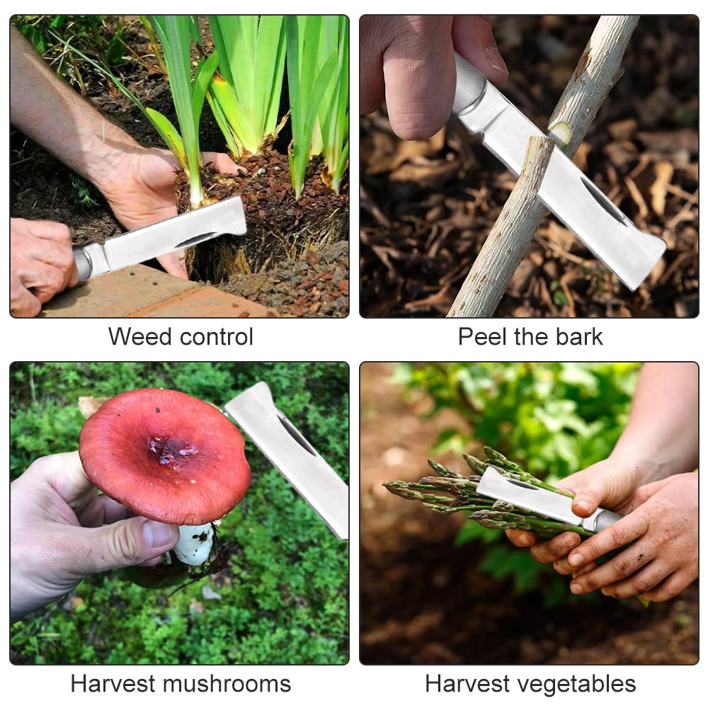 Coltello da Innesto,Coltello da Potatura Pieghevole per Innesti Multifunzionale Doppio Bordo, Acciaio Inossidabile per Germogliare, Innestare Erbacce, Arbusti e Rami