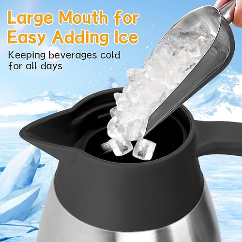 Miniatura 5 de Jarra térmica de café de 70 onzas térmicas, termo de acero inoxidable, jarras de café con aislamiento al vacío de doble pared para mantener el