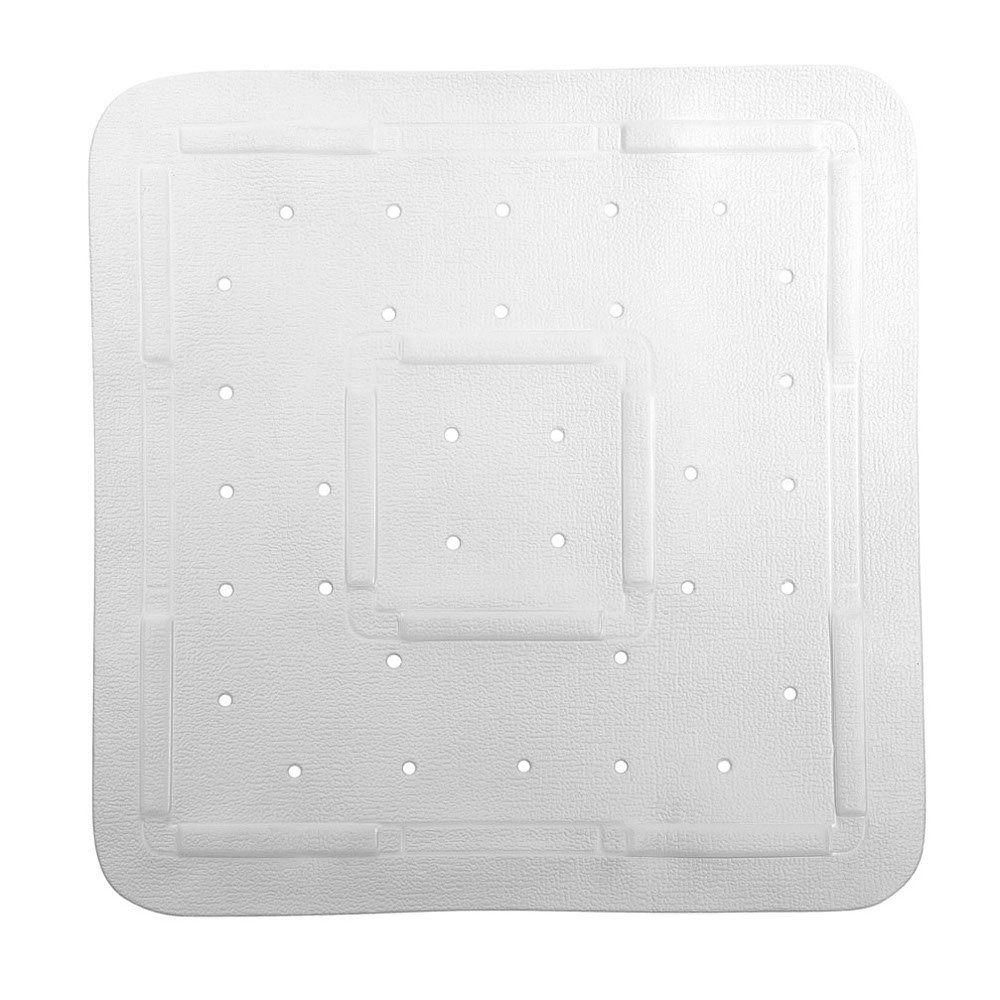 Showerdrape Comfy Shower Mat 55x55cm - White - Cushioned Plastic Anti-Slip Bathroom Mat